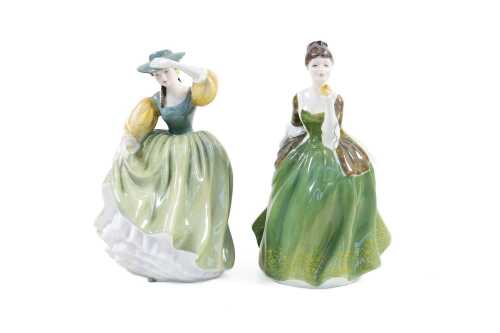 Two Royal Doulton porcelain lady figures