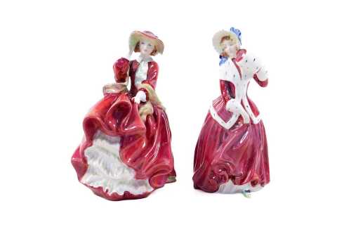 Two Royal Doulton porcelain figures including Top O' the Hill and Christmas Morn