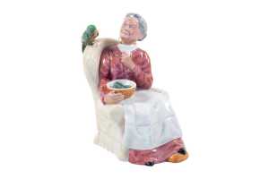 Three Royal Doulton grandmother porcelain figures including New Companions, Pretty Polly and Rest Awhile - 3