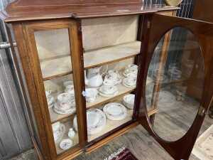 Antique Sheraton Revival mahogany breakfront display cabinet - 3