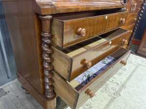 Victorian Scottish flame mahogany breakfront chest of five drawers - 3