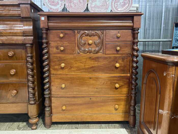 Antique Australian cedar chest of eight drawers