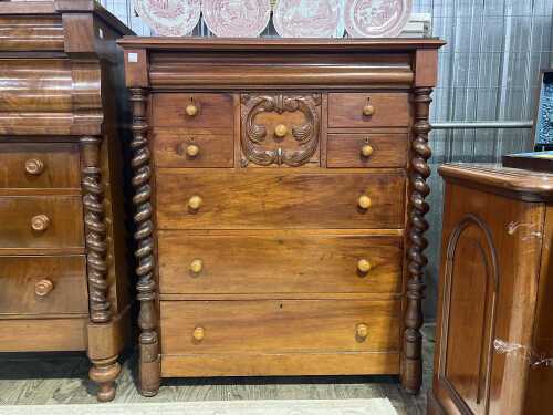 Antique Australian cedar chest of eight drawers