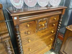 Antique Australian cedar chest of eight drawers - 2