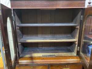 Antique Indian colonial mahogany campaign bookcase on chest - 4