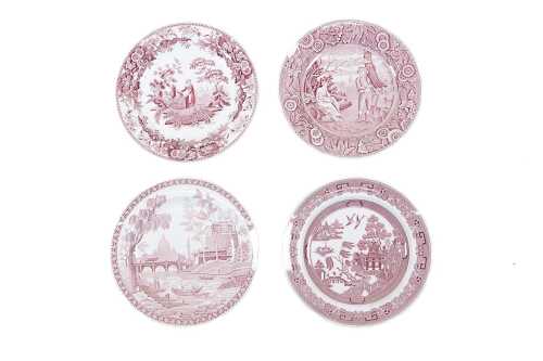 Four Spode 'Georgian Cranberry' re-issue cabinet plates in original boxes