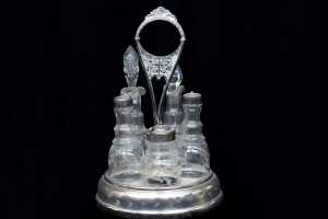 Antique silver plated cruet set, together with three other silver plated pieces - 2
