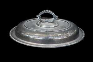 Antique silver plated cruet set, together with three other silver plated pieces - 5
