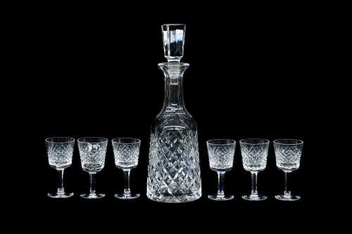Waterford 'Alana' crystal decanter and set of six port glasses
