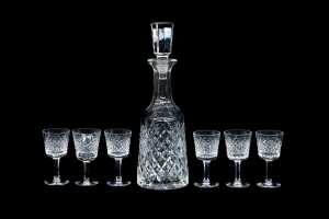 Waterford 'Alana' crystal decanter and set of six port glasses