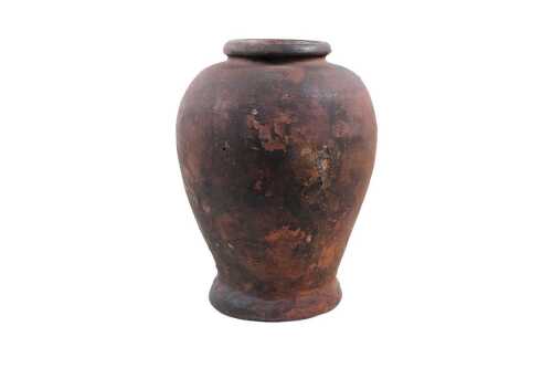 Antique Asian brown-glazed terracotta pot