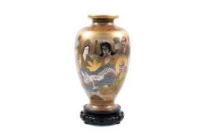 Antique Japanese Meiji period "Immortals" Satsuma ceramic vase