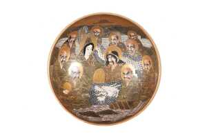 Antique Japanese Meiji period "Immortals" Satsuma ceramic bowl