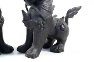 A pair of cast bronze Thai Singha guardian lions - 3