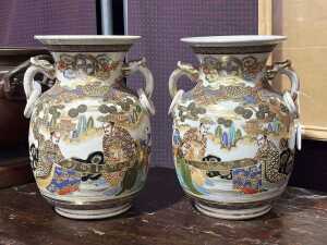 Pair of Japanese Satsuma ceramic vases