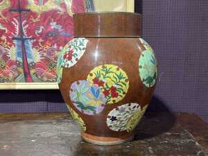 Chinese red cloisonne ginger jar