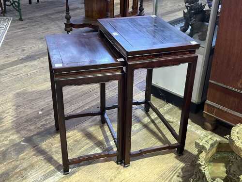 Chinese rosewood set of two nesting tables