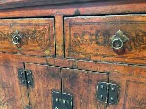 Chinese red lacquered timber sideboard - 5