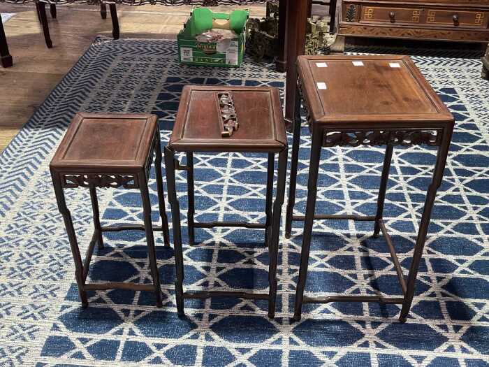 Chinese rosewood nest of three tables
