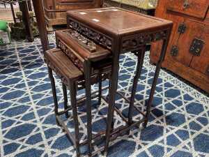 Chinese rosewood nest of three tables - 4