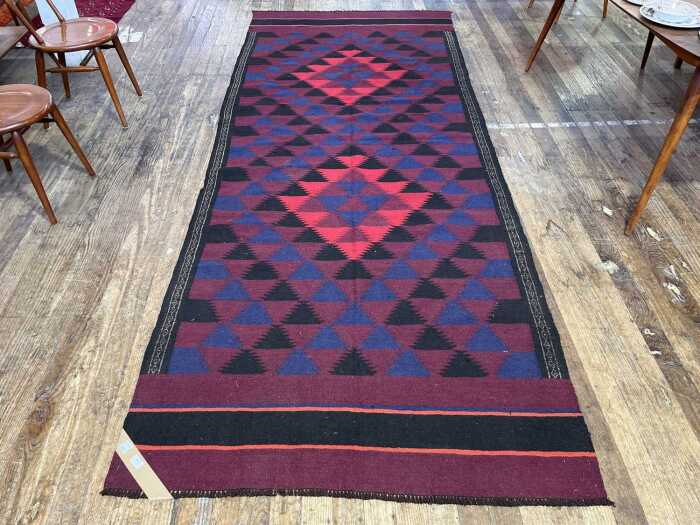Afghan Kilim hand knotted rug. 380 x 145cm