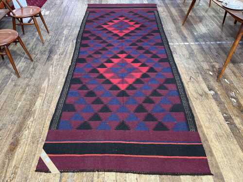 Afghan Kilim hand knotted rug. 380 x 145cm