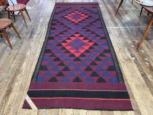 Afghan Kilim hand knotted rug. 380 x 145cm