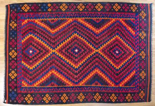 Afghan Kilim hand-woven woolen rug, 285 x 195cm
