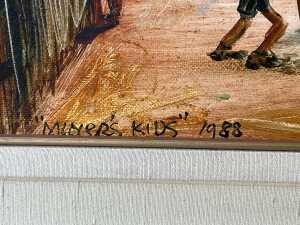 Kevin Charles "Pro" Hart (1928-2006), "Miner's Kids", 1988. Oil painting on board - 4