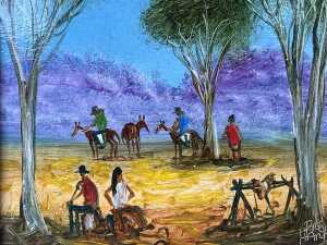 Kevin Charles "Pro" Hart (1928-2006), The Horseman. Oil painting on board