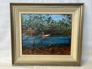 Hugh Sawrey (1919-1999), The Mud Crabber. Oil painting on canvas - 2