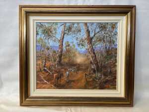 Hugh Sawrey (1919-99), Sheep on the Wattle Creek Road, N.E. Victoria. Oil painting on canvas - 2