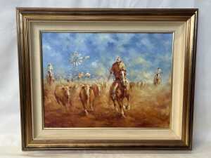 Steven Schneider, mustering cattle. Oil painting on canvas - 2