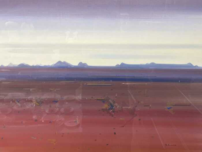John Borrack (1933-), Red Desert, Mt Isa, 1987. Watercolour and gouache painting on paper