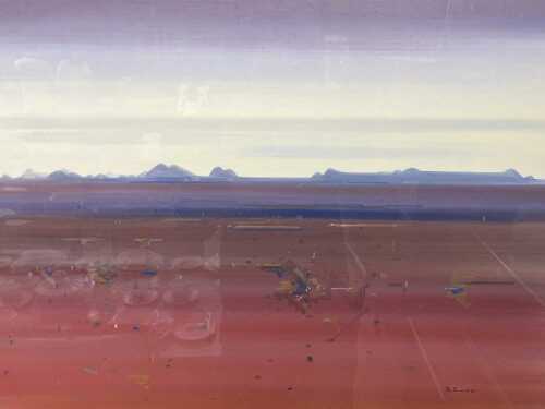John Borrack (1933-), Red Desert, Mt Isa, 1987. Watercolour and gouache painting on paper