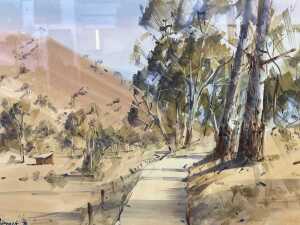 John Borrack (1924-2006), (?) Road, Mernda, 1976. Watercolour painting on paper
