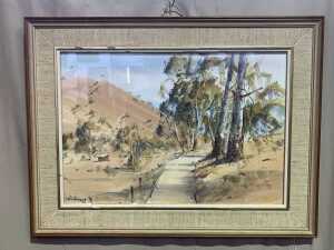 John Borrack (1924-2006), (?) Road, Mernda, 1976. Watercolour painting on paper - 2