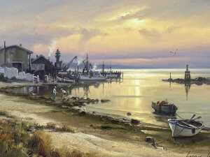 Andris Jansons (1939-), Evening Calm, Bateman's Bay, 1991. Oil painting on canvas