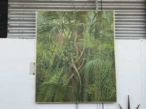 Alasdair Ian McGregor (1954-), Strangler Fig and Bangalow Palm. Oil painting on canvas