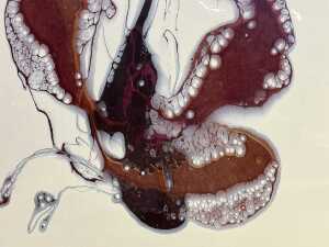 Claire Layman, untitled abstract in cream and bronze. Marbled resin painting on board - 2