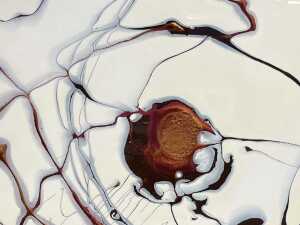 Claire Layman, untitled abstract in cream and bronze. Marbled resin painting on board - 3