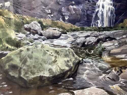 Charles Bush (1919-1989), At Sheoak Falls, c. 1985. Watercolour painting on paper