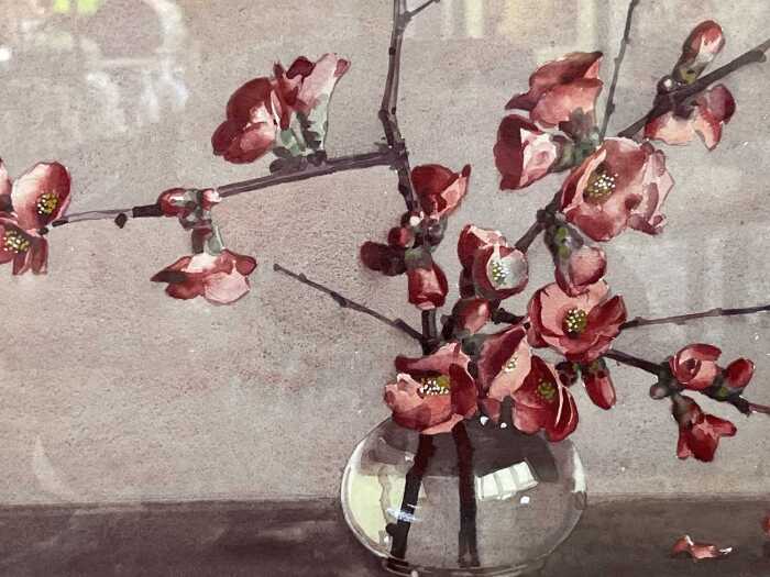 Allan Thomas Bernaldo (1900-1988) still life of red flower buds. Watercolour painting on paper