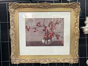 Allan Thomas Bernaldo (1900-1988) still life of red flower buds. Watercolour painting on paper - 2