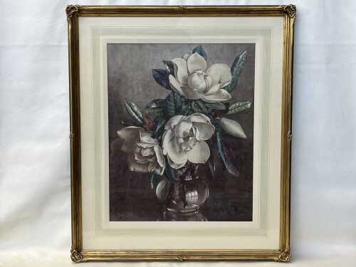 Allan Thomas Bernaldo (1900-1988), still life with magnolias. Watercolour painting on paper