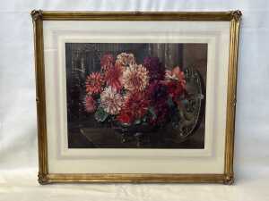 Allan Thomas Bernaldo (1900-1988), still life with dahlias. Watercolour painting on paper - 2