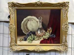 Thomas Baddiley (1921-2017), still life with grapes. Oil painting on canvas - 2