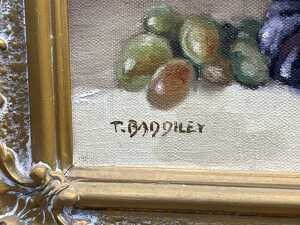 Thomas Baddiley (1921-2017), still life with grapes. Oil painting on canvas - 3