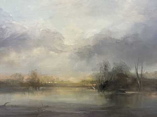 Ken Taber (1942-), Misty Morning. Oil painting on board