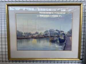 Bryan Fitzgerald, marina. Watercolour painting on paper - 2